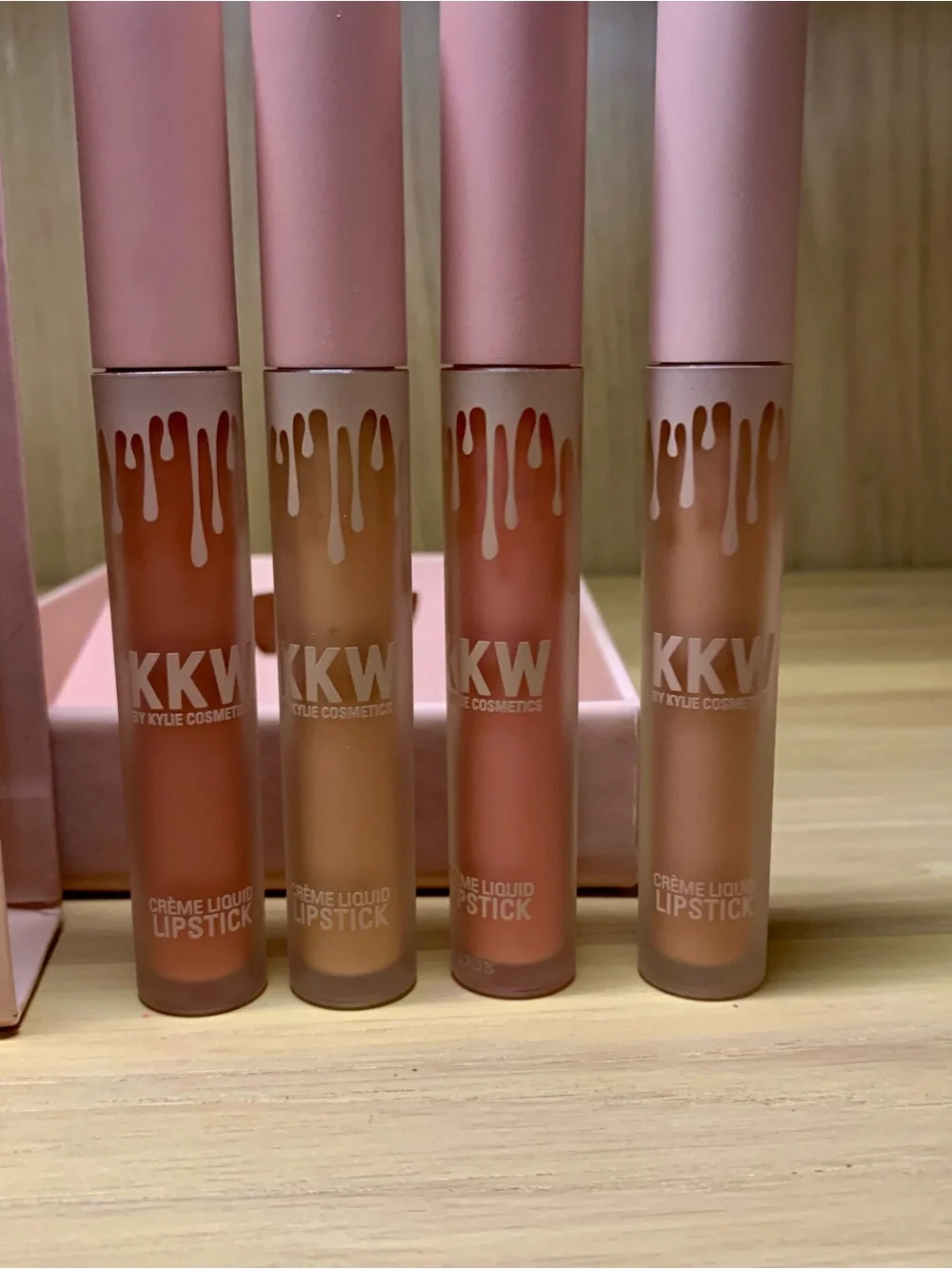 KKW x Kylie Cosmetics Pink and Nude Lipstick Set.